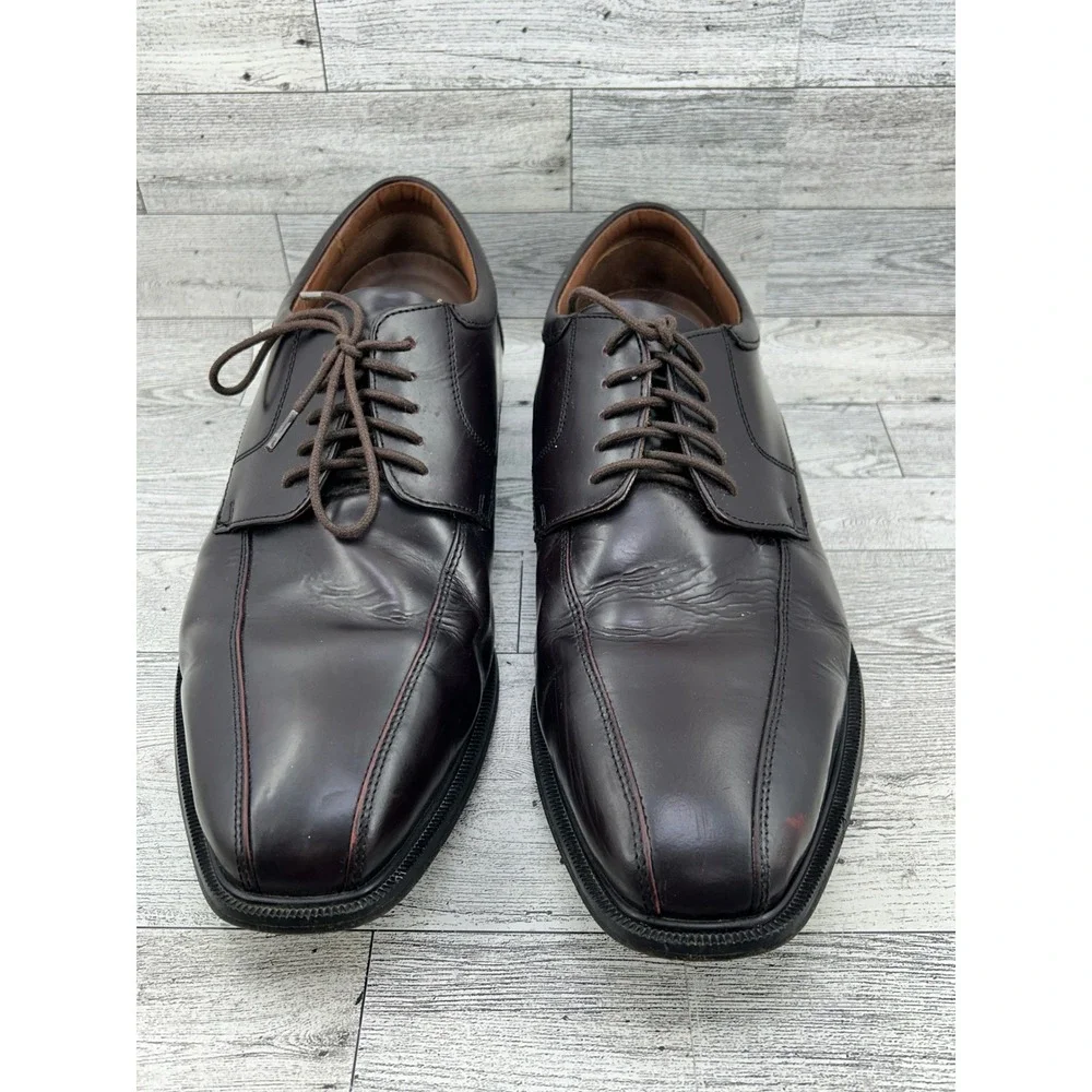 Rockport Men Size 11.5W Dark Brown Leather Bicycle Toe Oxford Dress Shoes K62536
